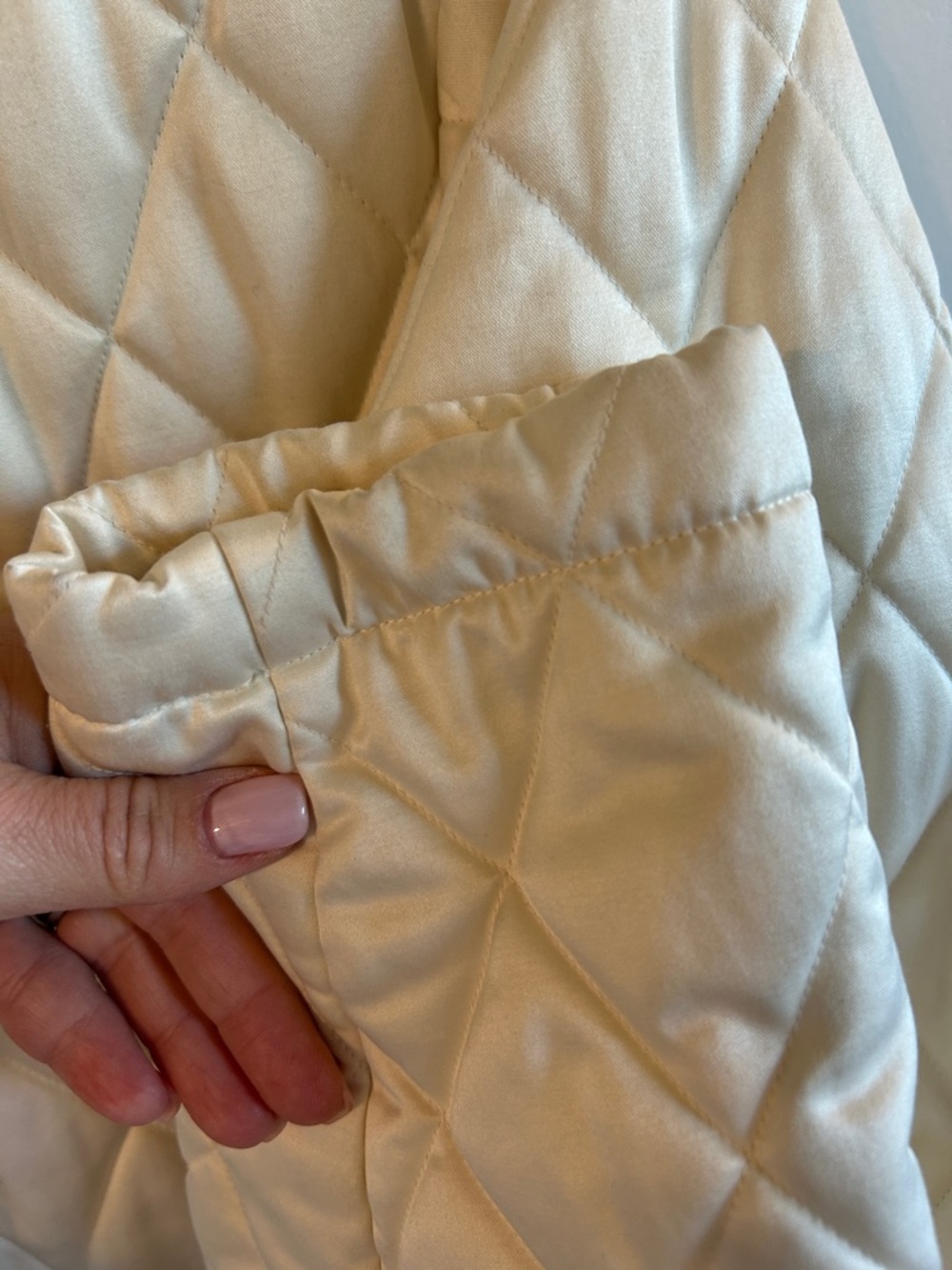 Lauren Ralph Lauren Cream Quilted Puffer Jacket with Corduroy Collar #052 - Picture 7 of 14